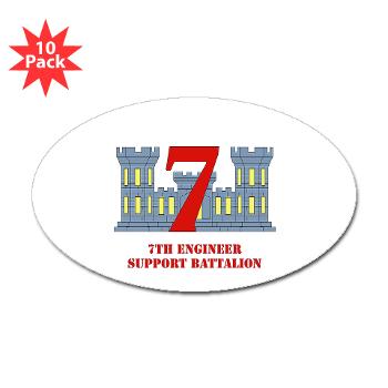 7ESB - M01 - 01 - 7th Engineer Support Battalion with Text - Sticker (Oval 10 pk)