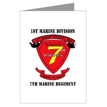 7MR - M01 - 02 - 7th Marine Regiment with Text Greeting Cards (Pk of 20)