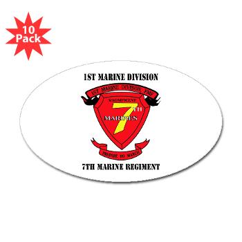 7MR - M01 - 01 - 7th Marine Regiment with Text Sticker (Oval 10 pk) - Click Image to Close
