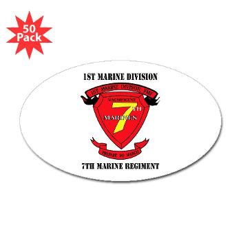 7MR - M01 - 01 - 7th Marine Regiment with Text Sticker (Oval 50 pk) - Click Image to Close