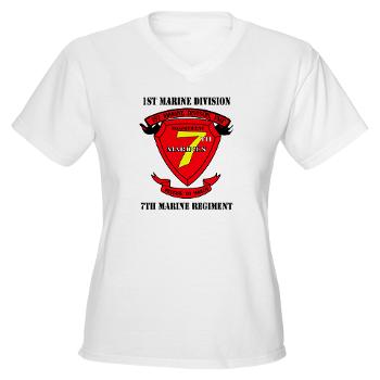 7MR - A01 - 04 - 7th Marine Regiment with Text Women's V-Neck T-Shirt