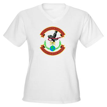 8CB - A01 - 01 - USMC - 8th Communication Battalion - Women's V-Neck T-Shirt