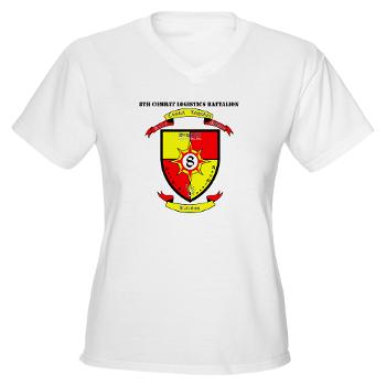 8CLB - A01 - 04 - 8th Combat Logistics Battalion with Text - Women's V -Neck T-Shirt