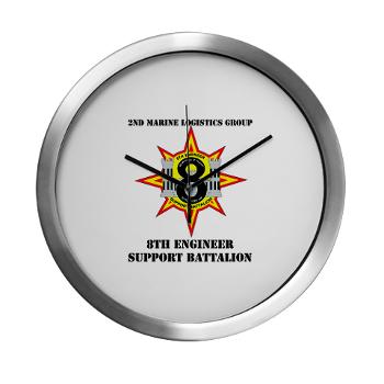 8ESB2MLG - M01 - 03 - 8th Engineer Support Battalion - 2nd Marine Log Group with text - Modern Wall Clock
