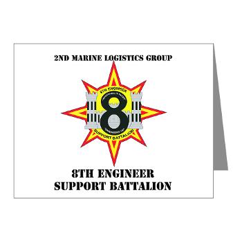 8ESB2MLG - M01 - 02 - 8th Engineer Support Battalion - 2nd Marine Log Group with text - Note Cards (Pk of 20) - Click Image to Close