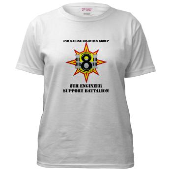 8ESB2MLG - A01 - 04 - 8th Engineer Support Battalion - 2nd Marine Log Group with text - Women's T-Shirt