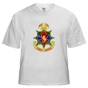 8MR - A01 - 04 - 8th Marine Regiment - White T-Shirt - Click Image to Close