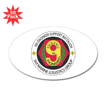 9ESB - M01 - 01 - 9th Engineer Support Battalion Sticker (Oval 50 pk) - Click Image to Close