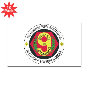9ESB - M01 - 01 - 9th Engineer Support Battalion Sticker (Rectangle 10 pk) - Click Image to Close
