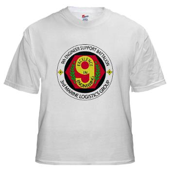 9ESB - A01 - 04 - 9th Engineer Support Battalion White T-Shirt - Click Image to Close