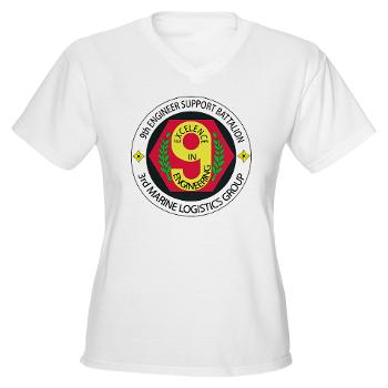 9ESB - A01 - 04 - 9th Engineer Support Battalion Women's V-Neck T-Shirt