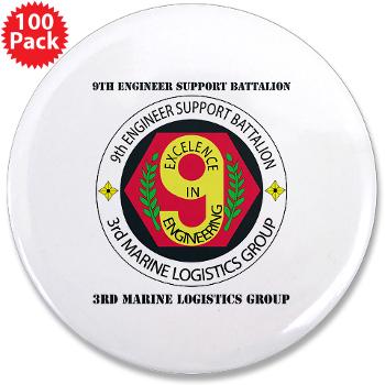 9ESB - M01 - 01 - 9th Engineer Support Battalion with Text 3.5" Button (100 pack)