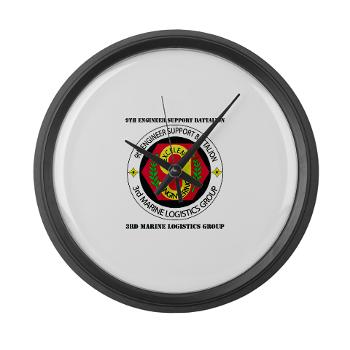 9ESB - M01 - 03 - 9th Engineer Support Battalion with Text Large Wall Clock