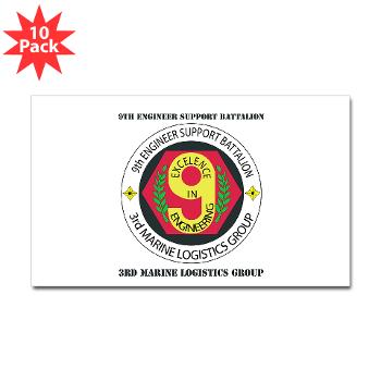 9ESB - M01 - 01 - 9th Engineer Support Battalion with Text Sticker (Rectangle 10 pk)