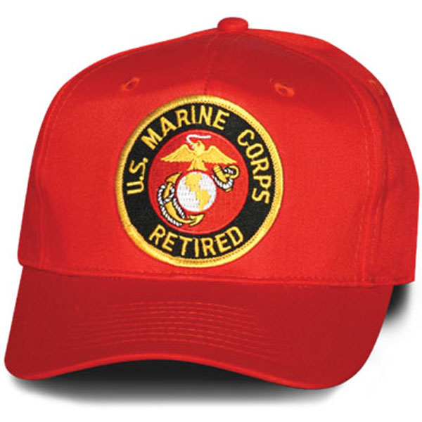 Marine United States Marine Corps Eagle Globe and Anchor Retired Red Patch Ball Cap  Quantity 4 - Click Image to Close