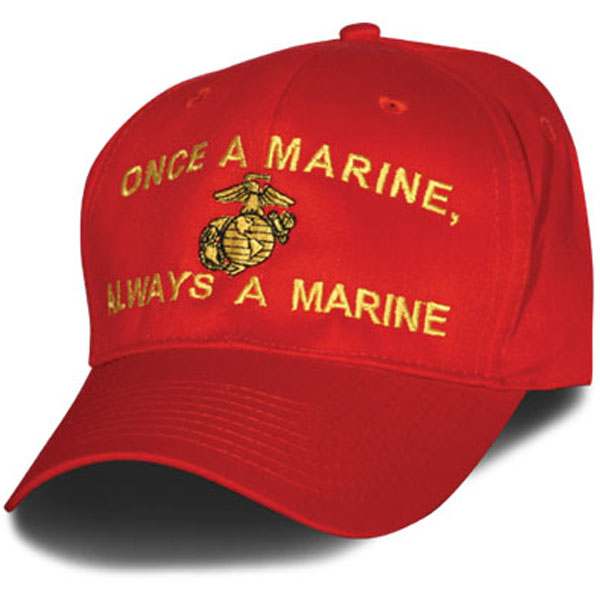 Marine Once A Marine Always A Marine Eagle Globe and Anchor Direct Embroidered Red Ball Cap  Quantity 5 - Click Image to Close
