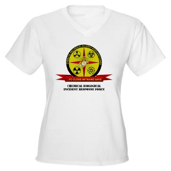CBIRF - A01 - 04 - Chemical Biological Incident Response Force with Text - Women's V-Neck T-Shirt