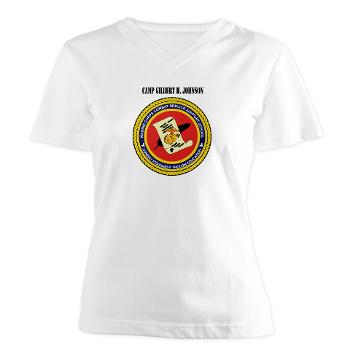 CGilbertHJohnson - A01 - 04 - Camp Gilbert H. Johnson with Text - Women's V-Neck T-Shirt