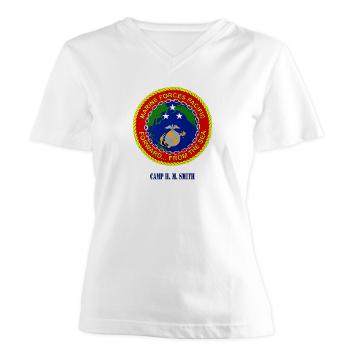 CHMS - A01 - 04 - Camp H. M. Smith with Text - Women's V-Neck T-Shirt