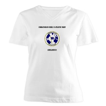 CICUSAF - A01 - 04 - Commander In Chief, US Atlantic Fleet with Text - Women's V-Neck T-Shirt