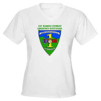CLB1 - A01 - 01 - Combat Logistics Battalion 1 with Text - Women's V-Neck T-Shirt