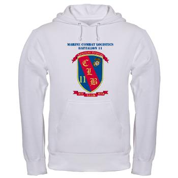 CLB11 - A01 - 03 - Combat Logistics Battalion 11 with Text - Hooded Sweatshirt