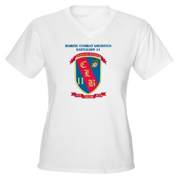 CLB11 - A01 - 04 - Combat Logistics Battalion 11 with Text - Women's V-Neck T-Shirt