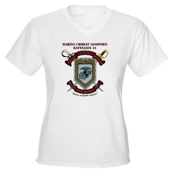 CLB15 - A01 - 04 - Combat Logistics Battalion 15 with Text - Women's V-Neck T-Shirt