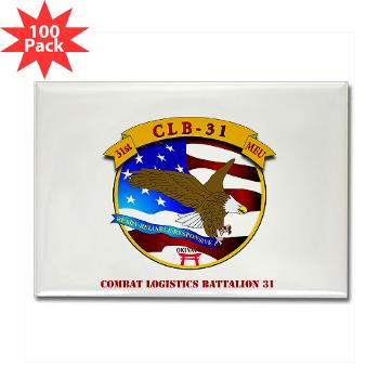 CLB31 - M01 - 01 - Combat Logistics Battalion 31 with Text Rectangle Magnet (100 pack) - Click Image to Close