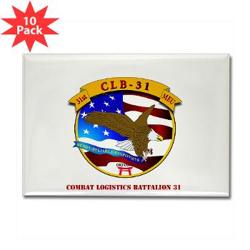 CLB31 - M01 - 01 - Combat Logistics Battalion 31 with Text Rectangle Magnet (10 pack) - Click Image to Close