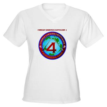 CLB4 - A01 - 04 - Combat Logistics Battalion 4 with Text Women's V-Neck T-Shirt