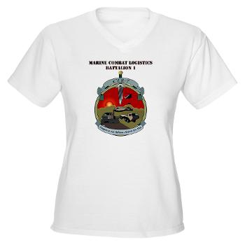 CLB7 - A01 - 04 - Combat Logistics Battalion 7 with Text Women's V-Neck T-Shirt