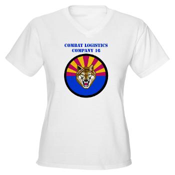 CLC16 - A01 - 04 - Combat Logistics Company 16 with Text - Women's V-Neck T-Shirt