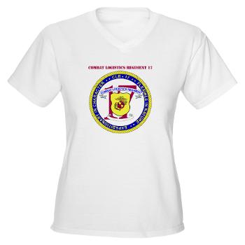 CLR17 - A01 - 04 - Combat Logistics Regiment 17 with text - Women's V-Neck T-Shirt