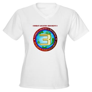 CLR3 - A01 - 04 - Combat Logistics Regiment 3 with Text Women's V-Neck T-Shirt