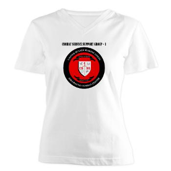 CSSG1 - A01 - 04 - Combat Service Support Group - 1 with Text - Women's V-Neck T-Shirt