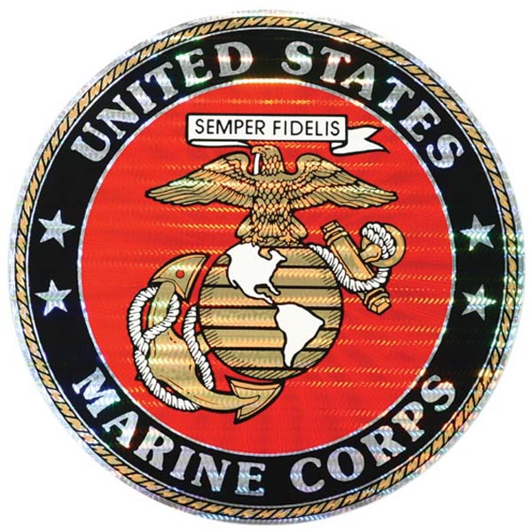 Marine Decal: United States Marine Corps with Eagle Globe and Anchor Logo 12 inch Large Prism Sticker  Quantity 5