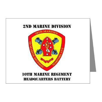 HB10M - M01 - 02 - Headquarters Battery 10th Marines with Text - Note Cards (Pk of 20)