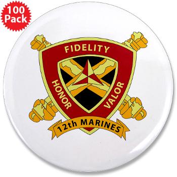 HB12M - M01 - 01 - Headquarters Battery 12th Marines 3.5" Button (100 pack) - Click Image to Close