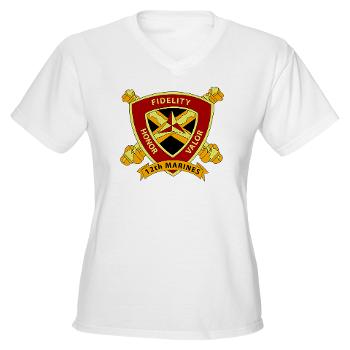 HB12M - A01 - 04 - Headquarters Battery 12th Marines Women's V-Neck T-Shirt