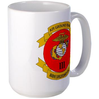 HB3M - M01 - 03 - Headquarters Bn - 3rd MARDIV with Text - Large Mug - Click Image to Close