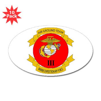 HB3M - M01 - 01 - Headquarters Bn - 3rd MARDIV - Sticker (Oval 10 pk)