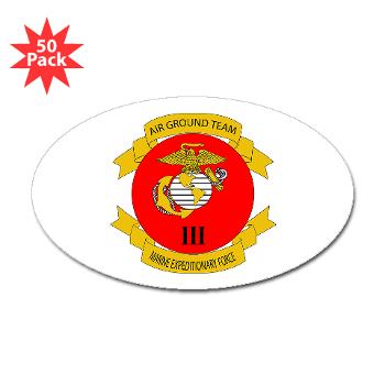 HB3M - M01 - 01 - Headquarters Bn - 3rd MARDIV with Text - Sticker (Oval 50 pk) - Click Image to Close