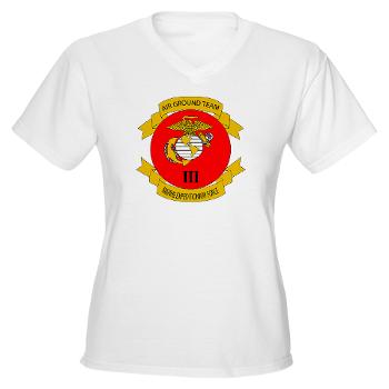 HB3M - A01 - 04 - Headquarters Bn - 3rd MARDIV with Text - Women's V-Neck T-Shirt
