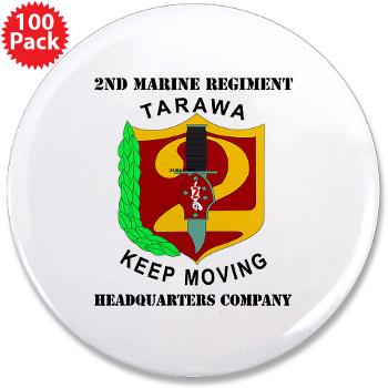HC2M - M01 - 01 - Headquarters Company 2nd Marines with Text 3.5" Button (100 pack)