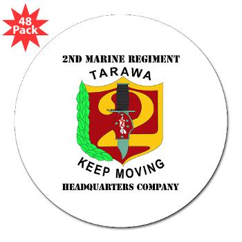 HC2M - M01 - 01 - Headquarters Company 2nd Marines with Text 3" Lapel Sticker (48 pk) - Click Image to Close