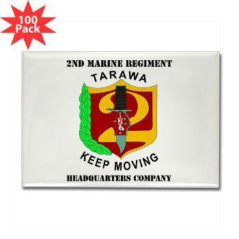 HC2M - M01 - 01 - Headquarters Company 2nd Marines with Text Rectangle Magnet (100 pack)