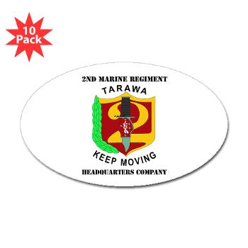 HC2M - M01 - 01 - Headquarters Company 2nd Marines with Text Sticker (Oval 10 pk)