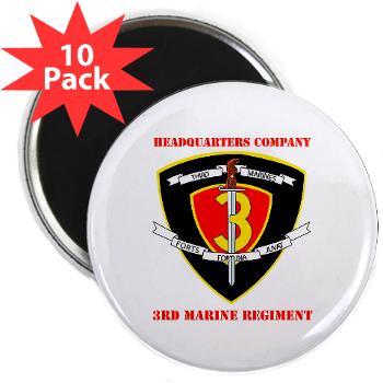 HC3M - M01 - 01 - Headquarters Company 3rd Marines with Text 2.25" Magnet (10 pack) - Click Image to Close