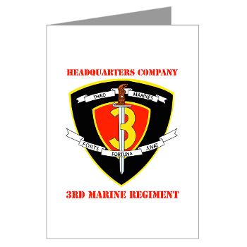 HC3M - M01 - 02 - Headquarters Company 3rd Marines with Text Greeting Cards (Pk of 10) - Click Image to Close